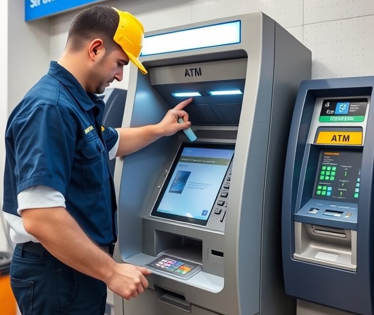 ATM in service at a bank branch