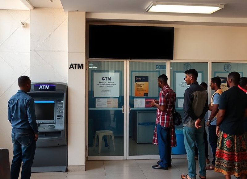 Before — Terminal out of service at peak hours: the wait moves to the teller desk.